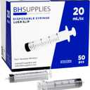 BH Supplies 20ml Luer Slip Tip Syringes (No Needle) - Sterile, Individually Wrapped - 50 Syringes