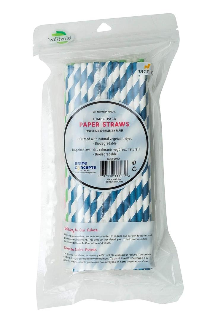 Paper Straws Jumbo Pack 75 Count, 1 EA Colorfull