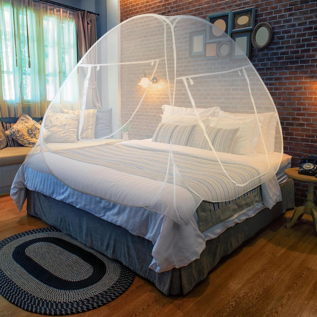 MEKKAPRO Mosquito Net Tent Large 80" x 71" x 63" Foldable Mesh Tent Enclosure Canopy, Portable Pop up Design, Extra Fine Holes Screen, Dual Side Zipper Enclosure, Lightweight Outdoor Cover, White