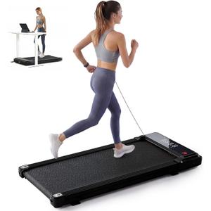 NEWBULIG Under Desk Walking Pad Treadmill, Portable Compact Electric Treadmill with Remote Control, Quiet Fitness Equipment & LED Display for Home & Office, Black&Sliver