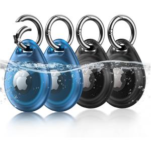 UNBREAKcable AirTag Holder, [4-Pack] IPX8 Waterproof AirTag Keyring Cover Case for Apple AirTag, Full-Body Covered AirTag Holder for Pet Collar, Keys, Bags