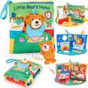 hahaland Baby Book for 1 Year Old - Touch and Feel Soft Activity Books Tummy Time Baby Toy 6 9 12 18 Months Interactive Book for Babies 6-12 Month on Airplane Birthday Easter Basket Stuffers
