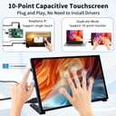 GeeekPi 10.1 Inch Capacitive Touchscreen Display, 1024x600 IPS LCD with Dual-Speaker, HDMI Portable Monitor for Raspberry Pi 5/4B/3B+/3B/B+/Zero/400, Win11/10/8/7, Free-Driver