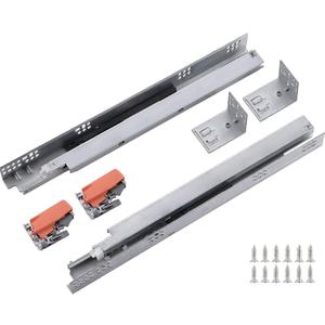 1 Pair 15 Inch Ball Bearing Full Extension Soft Close Undermount Drawer Slides, Bottom Mount Slow Self Closing Cabinet Metal Drawer Rails with Runner, Locking Device, Back Bracket and Screws