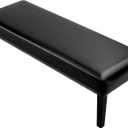 YISUN Dining Room Bench Covers, PU Leather Waterproof Upholstered Bench Slipcover, Removable Washable Bench Seat Protectors for Living Room, Bedroom, Kitchen(PU Black)