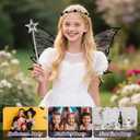 Fairy Wing Floral Garland Wand Organza Sparkling Sheer Butterfly Halloween Costume Angel Wings for Women 