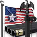 25FT Heavy Duty Flag Pole, 11 Gauge & 2-1/2'' Bottom Tube Aluminum | Complete Residential Flagpole Kit USA Flag,Eagle Top & All Hardware to Fly Two Flags Ideal for Patriotic Displays & Gifts