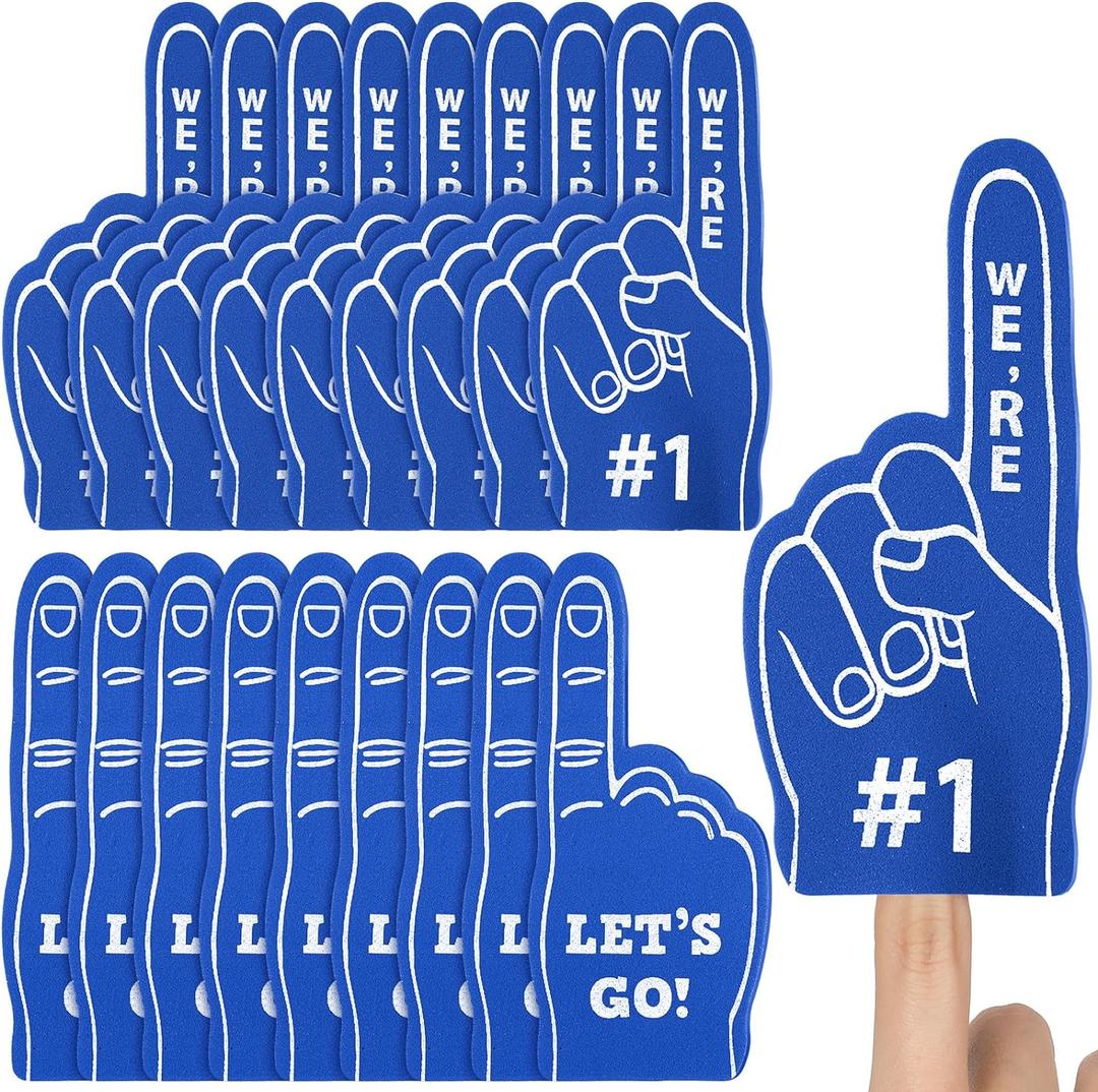 Sinmoe 24 Pcs Mini Foam Finger Baseball Fan Mini Foam Finger, We're #1 Sports Themed Party Supplies for Baseball Hockey Football Basketball Events Team Gifts, (Dark Blue)