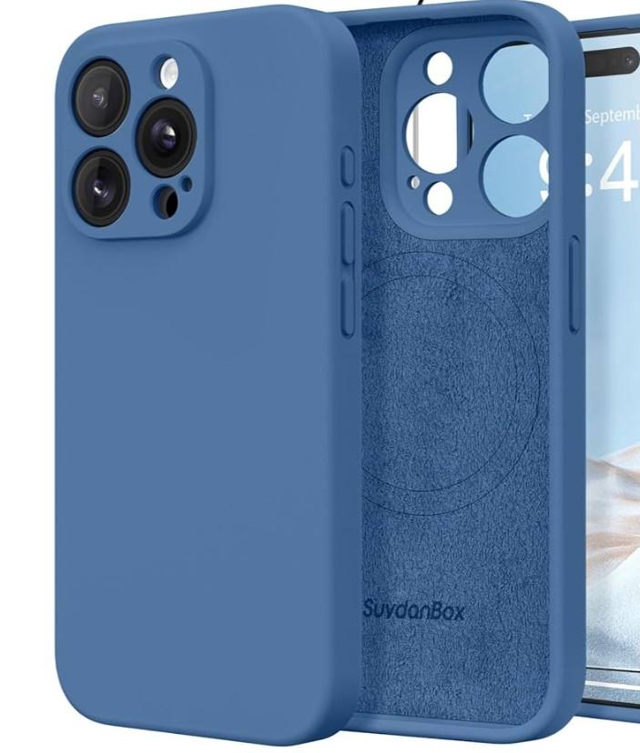 MCFANCE Silicone Magnetic for iPhone 15 Pro Case, Compatible with MagSafe, Full Camera Protection Shockproof Cover Soft Anti-Scratch Microfiber Lining for iPhone 15 Pro 6.1 inch 2023,Cyan Blue