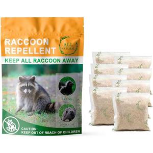 Natural Raccoon Repellent Granules 8-Pack (25g per Bag) | Eco-Friendly, Non-Toxic & Long-Lasting Protection with Garlic, Peppermint & Wintergreen Oils | Safe for Pets and Children