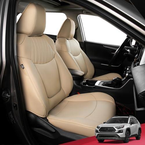 FREESOO for Toyota RAV4 Seat Covers - Custom Fit Car Seat Covers Full Set for Toyota RAV4 2024-2019 2025 LE XLE Limited XLE Premium - Luxury Waterproof Leather Seat Covers for SUV - Beige