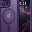 Thomo Magnetic for iPhone 16 Pro Max Case, [Full Camera Protection] [Compatible with Magsafe] Military-Grade Shockproof, Anti-Fingerprint Translucent Matte Phone Case,Deep Purple