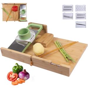 Adaptive One-Handed Cutting Board,with Bread Stops,Rubber Band Attachment,Steel Spikes,Replaceable Grater,Anti-slip Bottom - Perfect for One-handed Person & Disabled