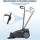 Walk-Behind Outdoor Hand Push Floor Sweeper, 25.6 Inch Wide Manual Non-Electric Sweeper with 5.25 Gallon Waste Bin, Adjustable Folding Handle Heavy Duty Yard Sweeper for Garage Patio Walkway Driveway