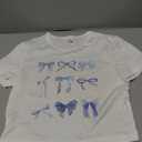 RoseSeek Girl's Bow Graphic Tees Crew Neck Short Sleeve Summer T Shirts Preppy Cute Clothes for Girls White 11Y