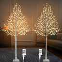 2-Pack 6FT Lighted Birch Tree with Timer, Total 520 LED Tree Lights