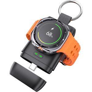for Samsung Galaxy Watch Charger for 8/7/6/5/4/3/Ultra/Active2 - USB-C Travel Wireless Charger,1400mAh Compact Power Bank with Keychain (Fits Galaxy Watch 8 Ultra/Classic)