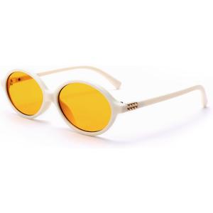 SCVGVER Retro Oval Sunglasses for Women Men, 90s Vintage Small Cat Eye Sun Glasses Y2k Trendy Narrow Shades, UV Protection