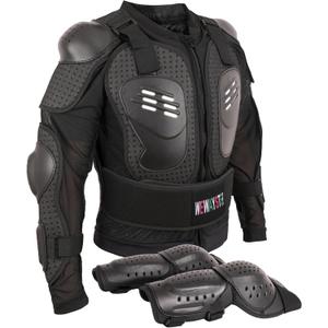 Kids Motorcycle Jacket Dirt Bike Gear,Motocross Spine Chest Protector Armor Suit with Knee Shin Guards (Large, Black)