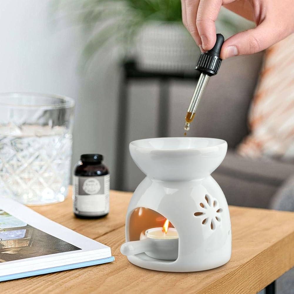 Ceramic Oil & Wax Burner  Tea Light Warmer for Quick Aromatherapy Relaxation, for Aromatherapy Enthusiasts | Flower Pattern to Elevate Home/Bedroom Charm