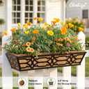 2 Pack 30 Inch Railing Planter Boxes with Coco Liner, Large Metal Window Boxes Planters for Deck Railing, Extra Wide Hanging Horse Trough for Outdoor Plants and Balcony Rails