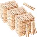 SenseYo 200 Pcs Large Wooden Clothes Pins 2.9 Inch Heavy Duty Natural Wood Clips Clothespins with Rust Resistant Spring for Hanging Pictures Chip Bags DIY Crafts Photos Drying Laundry Decoration