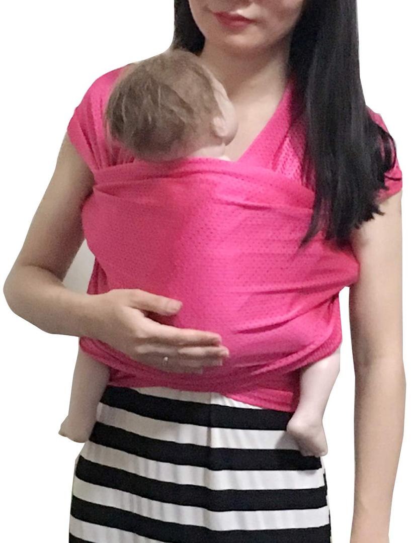 Baby Wrap Sling Carrier for Newborn, Infant, Toddler, Kid | Breathable Lightweight Stretch Mesh Water Sling | Nice for Summer, Pool, Beach, Swimming | Perfect Shower Gift Rose