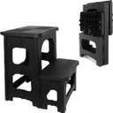 2-Step Folding Stool, Non-Slip Folding Step Stool Plastic Steps Ladder, Portable Bedside Step Stool, Hold up to 300 lbs, Lightweight & Foldable Step Ladder for Kitchen Toilet Office Home RV-Black