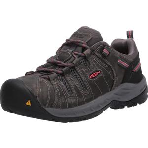 KEEN Utility Women's Flint 2 Low Height Leather Steel Toe Work Shoes, Magnet/Rose, 8 Wide US