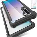 Case for Samsung Galaxy Note 10 Case with Screen Protector, Full Body Protective Hybrid Dual Layer Shockproof Acrylic Back Case Cover for Galaxy Note 10 5G 6.3 inch (Black)