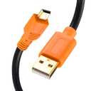 Tan QY Mini USB Cable 15Ft, USB 2.0 Type A to Mini B Cable Male Cord for GoPro Hero 3+, Hero HD, Cell Phones, MP3 Players, Digital Cameras etc (15Ft/5M, Orange)