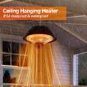 Danluke 1500W Electric Patio Heater, Outdoor Hanging Infrared Heater with Carbon Fiber Heating, Ceiling Mounted Heater for Patio, Porch, Pergola and Deck, Black
