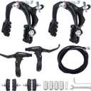 WEEROCK Bike Calip Brake Set Front and Rear C Brake Set, Rim Brake Set with Aluminum Alloy Brake levers, Bike Cables for Kids Bike, Child Bike, Student Bicycle, BMX，Beach Bike, Commuter Bike