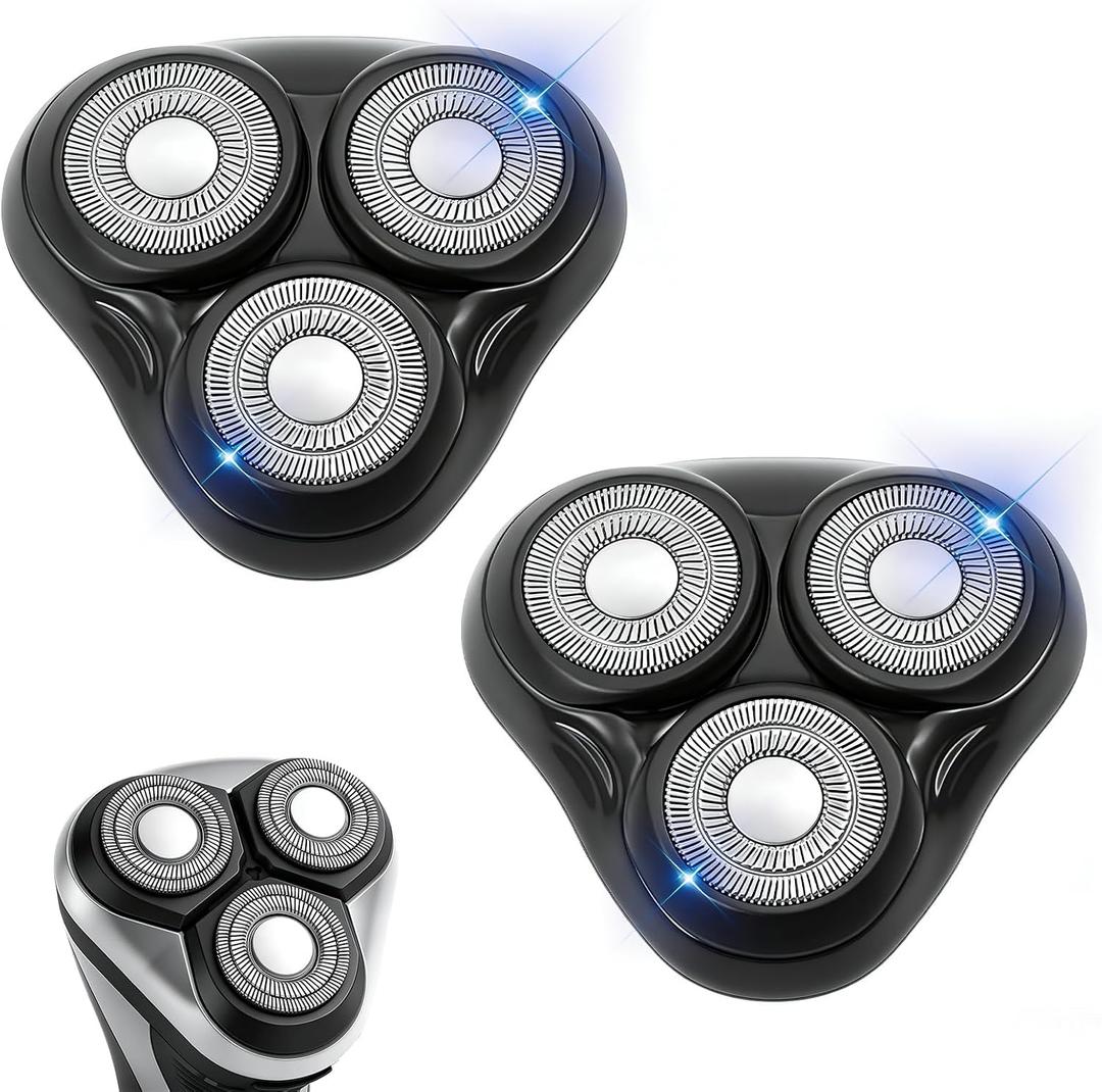 2PACKBlack Universal Rotary Replacement Shaver Head,Compatible with Remington Shaver Series,for R3,R4,R5,R6,R7,R8,SP-3141 and SP-5161 Foils/Blades