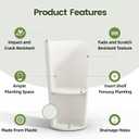 23.6" H Tall Planters for Outdoor Plants Set of 2 - Fluted Large Outdoor Planters for Front Porch Decor with Drainage Hole, Plastic Round Flower Pots Fits Indoor Plants Patio/Garden, White