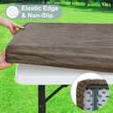 misaya Rectangle Vinyl Tablecloth, Fitted Table Cover, Waterproof, Elastic Edge, Plastic Table Cloth Fit 6 Foot Folding Tables for Picnic, Indoor and Outdoor (Taupe, 30 x 72 inch)