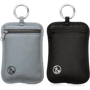 Paterr 2 Pcs Rfid Protected Stash Pouch Clip on Anti Theft Belt Wallet Travel Money purse Minimalist Keychain Organizer Pouches Bra Wallet Undergarment for ID Cards Cash Women Men (Black, Gray)
