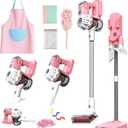 SMILESSKIDDO Kids Vacuum That Really Works - 3-in-1 Toy Vacuum with Real Suction, Apron, Cleaning Cloth, Duster & Colorful Beads, Toddler Cleaning Toy Set, Housekeeping Toy Gifts for Girls & Boys