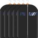 Hleelomi 5 Pack 40-inch Suit Bag Garment Bag for Travel and Storage, Garment Bags for Hanging Clothes with Zipper and Visible Transparent Window, Black