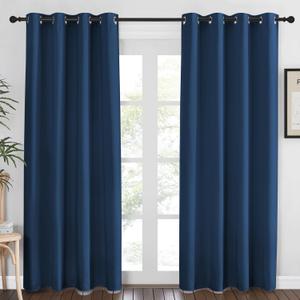 NICETOWN Blackout Curtains 84 Inch Length, Thermal Insulated Room Darkening Drapes Grommet Window Covering for Living Room Bedroom (W52 x L84 Inch, 1 Panel, Moroccan Blue)