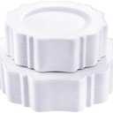COLOSUS 100 pcs White Plastic Plates Set, Heavy Duty Disposable Plates include 50 Dinner Plates and 50 Dessert Plates, Plastic Disposable plates for Everyday Meals, Family Dinner, Picnic, BBQ and Party Use
