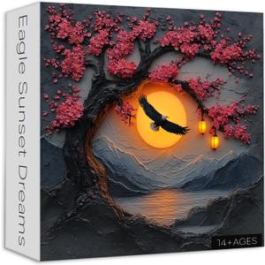 Eagles Jigsaw Puzzle 1000 Pieces, Cherry Blossom Puzzles for Adults Bird Animals, Larkipuzz Hard Difficult Sunset Landscape Theme as Wall Decor
