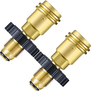 2 Pack Universal Fit Propane Tank Adapter Converts POL to QCC1/ Type 1 with Wrench, Propane Hose Adapter Old to New Connection Type, Brass
