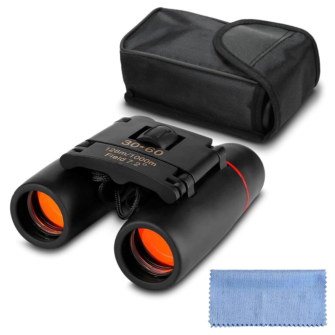30x60 Travel Binoculars for Bird Watching  Small Binoculars for Adults with 126M/1000M Wide Field of View, 7.2 Angle & Storage Bag  Designed for Hiking, Birdwatching, and Outdoor Adventures