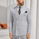 Mens Double Breasted Suit Slim Fit Solid Suit Jacket and Dress Pants 2 Piece Set Prom Wedding Suits for Men, Medium