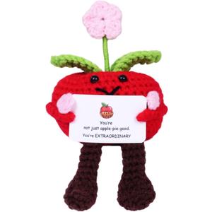 Handmade Positive Crochet Apple Gift - Encouragement Gift for Friends, Coworkers, Teachers, Mom - Unique Inspirational Present for Any Occasion