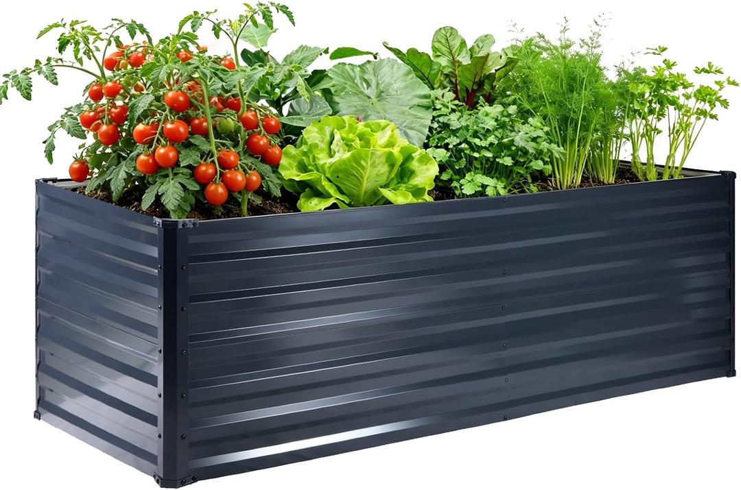 Galvalume Raised Garden Bed 8x4x1.95FT3X Rust Resistant Aluminum-Zinc Steel,466 Gallon Extra Deep Metal Planter Box, Heavy Duty Outdoor Vegetable Garden Bed for Tomatoes, Potatoes & Root Crops