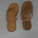 Rihero Flip Flops for Women Dressy Beach Sandals Wide Width Square Toe Comfort Slip On Thong Flat Sandals Taupe Size 9