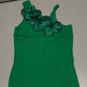 Women's Summer Tank Tops with 3D Floral Beaded Knit Ribbed U-Neck Tank Tops Sleeveless Casual Slim Fit Cami Shirts Size L