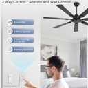 ZMISHIBO 60" Ceiling Fans No Light with Remote, Black Modern Ceiling Fan Without Light, Quiet Reversible DC Motor, 6 Speeds, 7 Blades Indoor/Outdoor Ceiling Fan for Living Room Bedroom Patio Garage